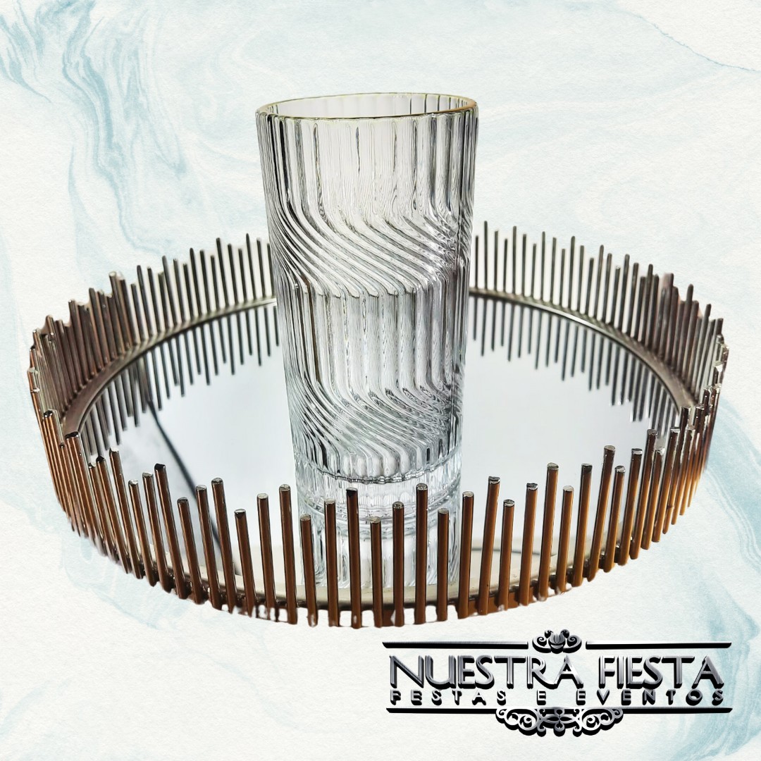 Bandeja Dourada com Espelho (21x21 e 25x25)