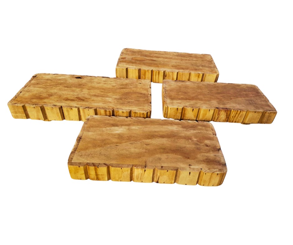 Kit Madeira Ripado (1 namoradeira, 2 poltronas, 1 mesa de centro)