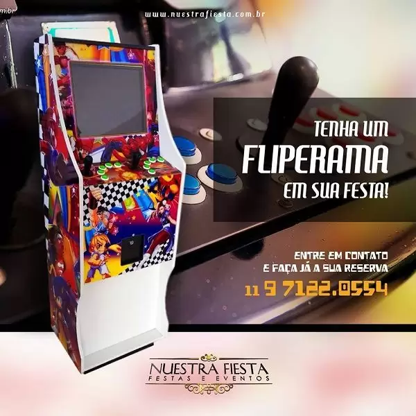 Aluguel de Fliperama com os jogos Clássicos  NUESTRA FIESTA Locação de  Materiais, Estruturas e Utensílios para Festas