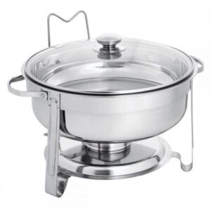 Aluguel de Rechaud Redondo Em Aço Inox Tampa De Vidro para Festas e Eventos