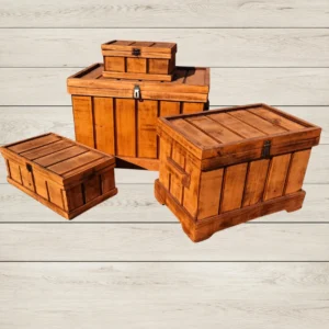 Baú Modelo Império para decoração de festas com tema rústico.