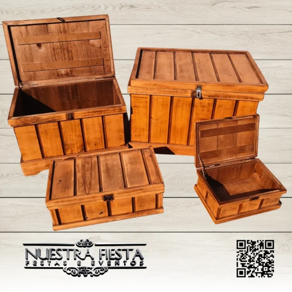 Baú para Decoração Modelo Império em madeira rústica para eventos.