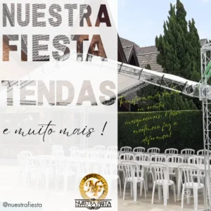 Tenda montada para evento de fim de ano.