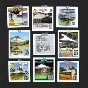 Tenda branca montada para um evento social.